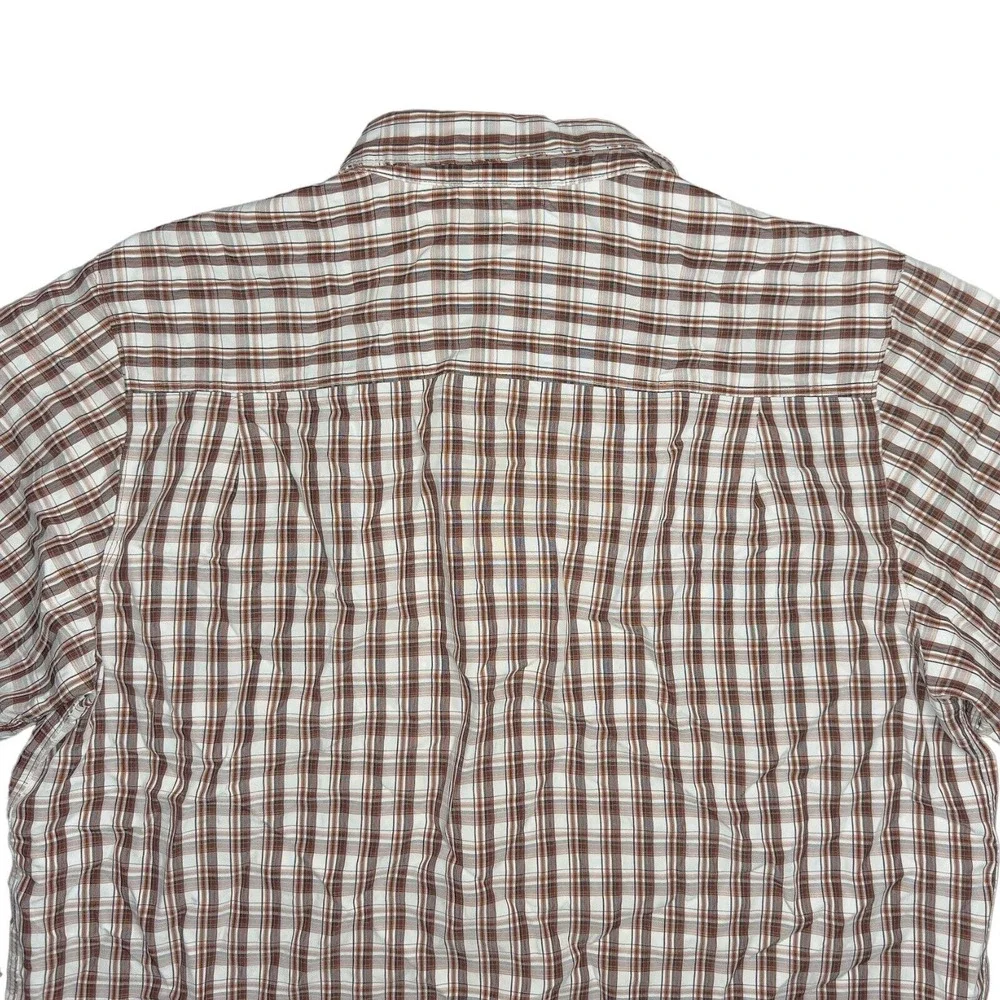 The North Face Men's Large Brown Plaid Long Sleeve Shirt Roll Tab Sleeves Hiking